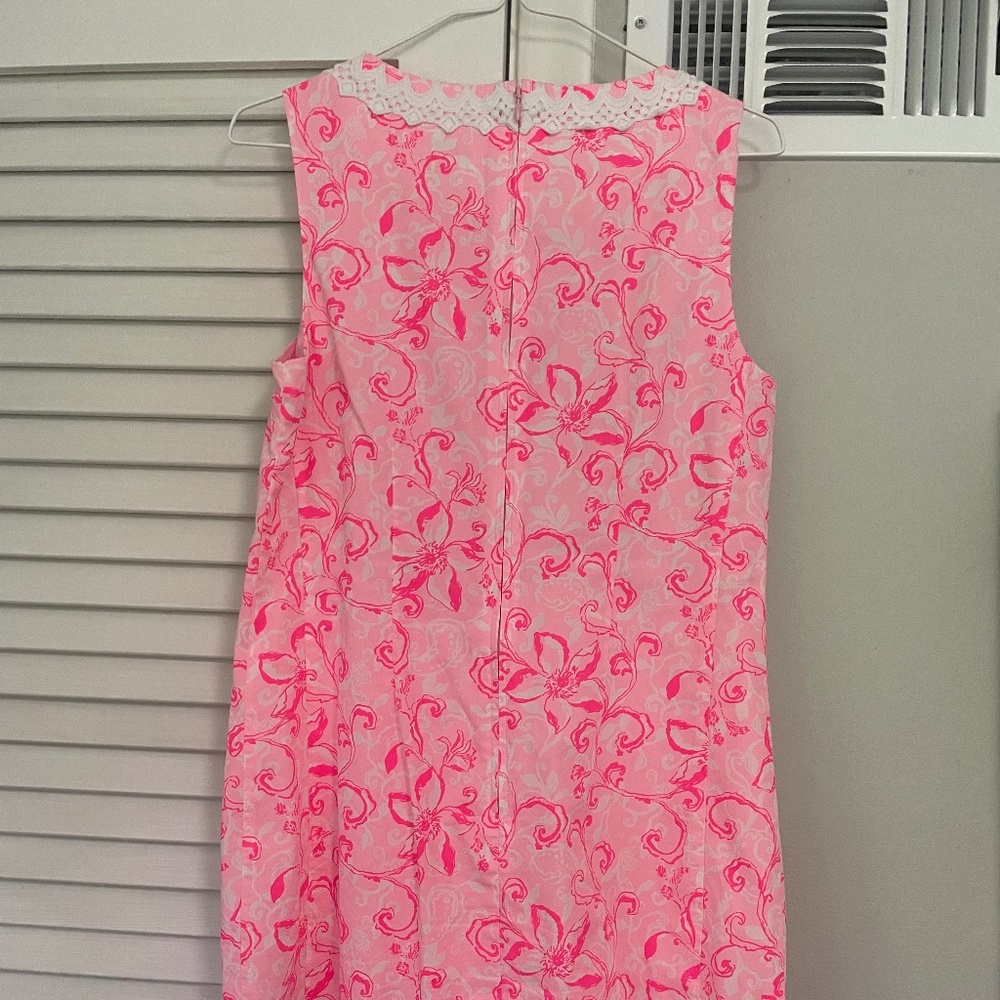 Lilly Pulitzer pink floral dress.